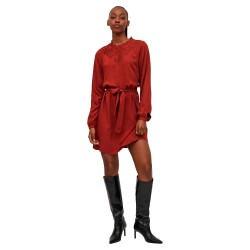 Рокля Vila Suvita Lace long sleeve short dress refurbished - Orange (Fired Brick) рокля,дамски,поли,и,рокли,vila,suvita,lace,long,sleeve,short,dress,refurbished,orange,(fired,brick)