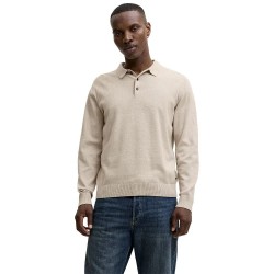 Jack & jones Basic long sleeve polo - Beige (Moonbeam / Twisted) дамски,блузи,с,яка,мъжки,блузи,с,яка,jack,&,jones,basic,long,sleeve,polo,beige,(moonbeam,twisted)