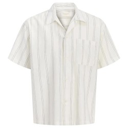 Риза с къс ръкав Jack & jones Riviera Linen short sleeve shirt - Beige (Antique White / Stripes) риза,с,къс,ръкав,дамски,ризи,мъжки,ризи,jack,&,jones,riviera,linen,short,sleeve,shirt,beige,(antique,white,stripes)