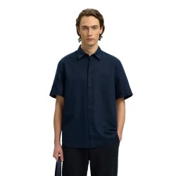 риза,с,къс,ръкав,дамски,ризи,мъжки,ризи,selected,regclaus,clay,linen,short,sleeve,shirt,blue,(sky,captain)