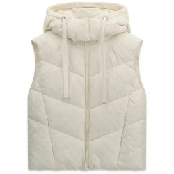 Елек Guess Daisy Logo Cropped vest - Beige (Cream White) елек,дамски,жилетки,guess,daisy,logo,cropped,vest,beige,(cream,white)