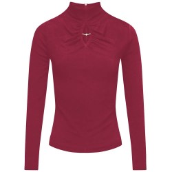 Блуза Salsa jeans 21011733 high neck sweater - Red (Dark Red) блуза,мъжки,пуловери,дамски,пуловери,salsa,jeans,21011733,high,neck,sweater,red,(dark,red)