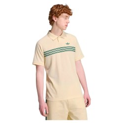Adidas Originals Chest Stripes short sleeve polo - Beige / Yellow (Warm Vanilla) дамски,блузи,с,яка,мъжки,блузи,с,яка,adidas,originals,chest,stripes,short,sleeve,polo,beige,yellow,(warm,vanilla)
