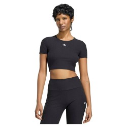 Тениска Adidas Originals Essentials Rib short sleeve T-shirt - Black (Black) тениска,мъжки,тениски,дамски,тениски,adidas,originals,essentials,rib,short,sleeve,t,shirt,black,(black)