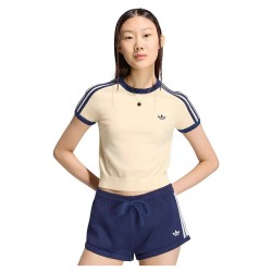 Тениска Adidas Originals Knitted short sleeve T-shirt - Beige (Warm Vanilla / Night Indigo) тениска,мъжки,тениски,дамски,тениски,adidas,originals,knitted,short,sleeve,t,shirt,beige,(warm,vanilla,night,indigo)