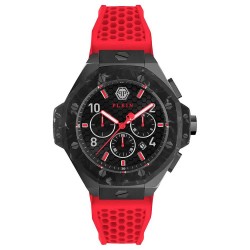 Часовник Philipp plein Plein Chrono Royal 44.50mm 5ATM Quartz/Analogical watch - Red (Red / Black / Mineral) часовник,часовници,philipp,plein,plein,chrono,royal,44.50mm,5atm,quartz,analogical,watch,red,(red,black,mineral)