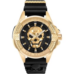 часовник,часовници,philipp,plein,the,skull,44mm,5atm,quartz,analogical,watch,golden,(black,black,gold,mineral)