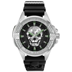 часовник,часовници,philipp,plein,the,skull,44mm,5atm,quartz,analogical,watch,silver,(black,black,green,mineral)