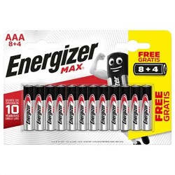 Energizer Max LR03 AAA Alkaline Batteries 12 units - Clear (Black / Grey) батерии,energizer,max,lr03,aaa,alkaline,batteries,12,units,clear,(black,grey)