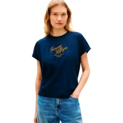 Тениска Tommy hilfiger Seasonal Script short sleeve T-shirt - Blue (Dark Night Navy) тениска,мъжки,тениски,дамски,тениски,tommy,hilfiger,seasonal,script,short,sleeve,t,shirt,blue,(dark,night,navy)