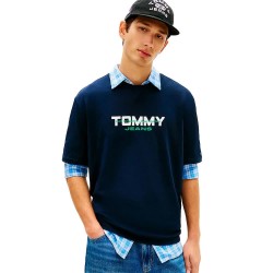 Тениска Tommy jeans DM0DM22550 short sleeve T-shirt - Blue (Dark Night Navy) тениска,мъжки,тениски,дамски,тениски,tommy,jeans,dm0dm22550,short,sleeve,t,shirt,blue,(dark,night,navy)