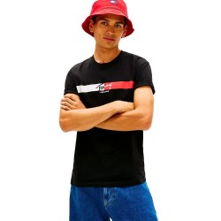 тениска,мъжки,тениски,дамски,тениски,tommy,jeans,signature,stripe,regular,fit,short,sleeve,t,shirt,black,(black)