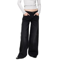 Дънки Balmohk Rita Wide Leg low waist jeans - Black (Black Denim) дънки,мъжки,панталони,дамски,панталони,balmohk,rita,wide,leg,low,waist,jeans,black,(black,denim)