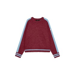 Блуза Vero moda Bang Contrast sweater - Red (Windsor Wine / Detail Melange Cashmere Blue Contrast) блуза,мъжки,пуловери,дамски,пуловери,vero,moda,bang,contrast,sweater,red,(windsor,wine,detail,melange,cashmere,blue,contrast)