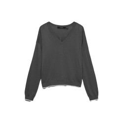 Блуза Vero moda Bella v neck sweater - Grey (Dark Grey Melange / Detail Lgm Contrast) блуза,мъжки,пуловери,дамски,пуловери,vero,moda,bella,v,neck,sweater,grey,(dark,grey,melange,detail,lgm,contrast)