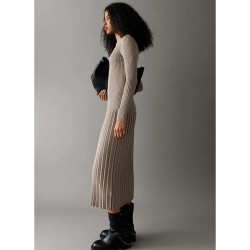 Рокля Pepe jeans Anna long sleeve long dress - Beige (Dark Stone Beige) рокля,дамски,поли,и,рокли,pepe,jeans,anna,long,sleeve,long,dress,beige,(dark,stone,beige)