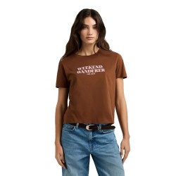 Тениска Pepe jeans Carla short sleeve T-shirt - Brown (Cappuccino Brown) тениска,мъжки,тениски,дамски,тениски,pepe,jeans,carla,short,sleeve,t,shirt,brown,(cappuccino,brown)