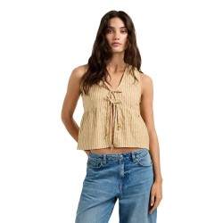 Pepe jeans Frances sleeveless blouse - Beige / Yellow (Vanilla Beige) дамски,блузи,pepe,jeans,frances,sleeveless,blouse,beige,yellow,(vanilla,beige)