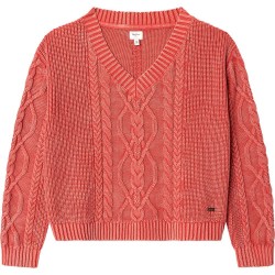 блуза,мъжки,пуловери,дамски,пуловери,pepe,jeans,maggy,v,neck,sweater,red,orange,(rugby,red)