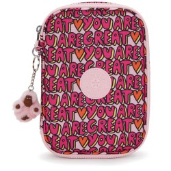 Kipling 100 Pens pencil case - Pink (You Are Great Print) ученически,принадлежности,kipling,100,pens,pencil,case,pink,(you,are,great,print)