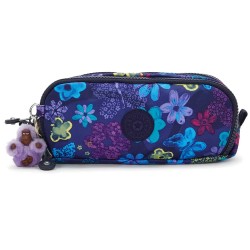 Kipling Gitroy pencil case - Blue (Dark Flower Stamp) ученически,принадлежности,kipling,gitroy,pencil,case,blue,(dark,flower,stamp)