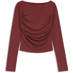 Тениска HUGO Daeni 10280310 long sleeve T-shirt - Brown (Brown Overflow) тениска,мъжки,тениски,дамски,тениски,hugo,daeni,10280310,long,sleeve,t,shirt,brown,(brown,overflow)