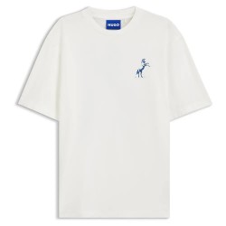 Тениска HUGO Noxwash 10272987 BLUE short sleeve T-shirt - White (Open White) тениска,мъжки,тениски,дамски,тениски,hugo,noxwash,10272987,blue,short,sleeve,t,shirt,white,(open,white)