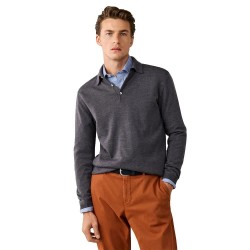 дамски,блузи,с,яка,мъжки,блузи,с,яка,façonnable,merino,long,sleeve,polo,grey,(marl,grey)