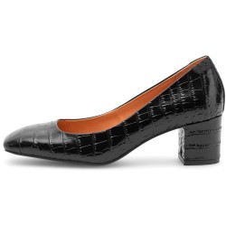 Обувки Woden Marie Low Croco heel shoes - Black (Black) обувки,дамски,обувки,woden,marie,low,croco,heel,shoes,black,(black)