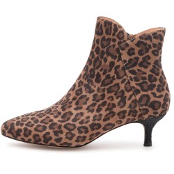 Woden Saga Zip S heel booties - Brown (Leopard) дамски,боти,мъжки,боти,woden,saga,zip,s,heel,booties,brown,(leopard)