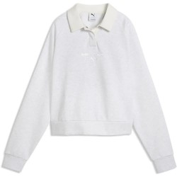 Puma Class Relaxed long sleeve polo - White (White Glow Heather) дамски,блузи,с,яка,мъжки,блузи,с,яка,puma,class,relaxed,long,sleeve,polo,white,(white,glow,heather)
