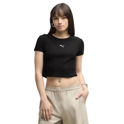 бебешка,фланелка,с,къс,ръкав,дамски,топове,puma,essential,ribbed,baby,short,sleeve,top,black,(puma,black)