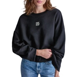 блуза,дамски,блузи,dkny,bubble,sweatshirt,black,(black,silver,black)