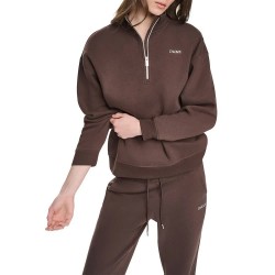 Блуза DKNY DP6T1652 half zip sweatshirt - Brown (Espresso Brown) блуза,дамски,блузи,dkny,dp6t1652,half,zip,sweatshirt,brown,(espresso,brown)