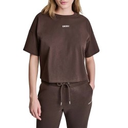 Тениска DKNY DW5900229 short sleeve T-shirt - Brown (Espresso Brown) тениска,мъжки,тениски,дамски,тениски,dkny,dw5900229,short,sleeve,t,shirt,brown,(espresso,brown)