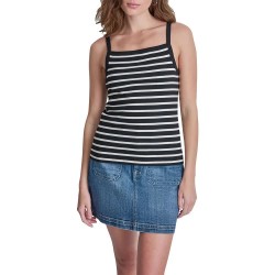 Тениска DKNY DW5900274 sleeveless T-shirt - Black (Bleeker Stripe Black / Eggnog) тениска,мъжки,тениски,дамски,тениски,dkny,dw5900274,sleeveless,t,shirt,black,(bleeker,stripe,black,eggnog)