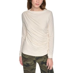 Фланелка с дълъг ръкав DKNY DW5900325 long sleeve top - Beige (Eggnog Beige) фланелка,с,дълъг,ръкав,дамски,топове,dkny,dw5900325,long,sleeve,top,beige,(eggnog,beige)