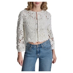 жилетка,мъжки,пуловери,дамски,пуловери,dkny,floral,crochet,cardigan,white,(eggnog,white)