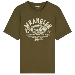Тениска Wrangler Americana short sleeve T-shirt - Green (Olive Night) тениска,мъжки,тениски,дамски,тениски,wrangler,americana,short,sleeve,t,shirt,green,(olive,night)