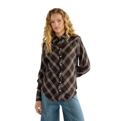Риза с дълъг ръкав Wrangler Drama Collar long sleeve shirt - Brown (Brantley) риза,с,дълъг,ръкав,дамски,ризи,мъжки,ризи,wrangler,drama,collar,long,sleeve,shirt,brown,(brantley)