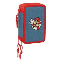 Safta Triple Super Mario pencil case 37 units - Blue (Multicolor) ученически,принадлежности,safta,triple,super,mario,pencil,case,37,units,blue,(multicolor)