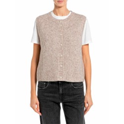 елек,мъжки,пуловери,дамски,пуловери,replay,dk009g.000.723tz,knitted,vest,beige,(m21,light,talpe,melange)