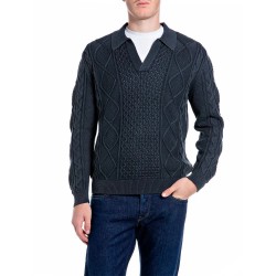 Блуза Replay UK00AR.000.72229G v neck sweater - Blue (Pantone 7540 C) блуза,мъжки,пуловери,дамски,пуловери,replay,uk00ar.000.72229g,v,neck,sweater,blue,(pantone,7540,c)