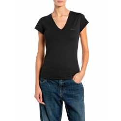 Тениска Replay W08NX.000.00QMJ T-shirt - Black (Black) тениска,мъжки,тениски,дамски,тениски,replay,w08nx.000.00qmj,t,shirt,black,(black)