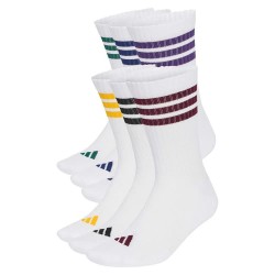 Чорапи Adidas 3 Stripes Essentials Cushioned crew socks 6 pairs - White (White / Dark Blue / Crew Yellow / Violet) чорапи,мъжки,чорапи,дамски,чорапи,adidas,3,stripes,essentials,cushioned,crew,socks,6,pairs,white,(white,dark,blue,crew,yellow,violet)