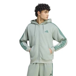 Поларена блуза Adidas 3 Stripes Fleece full zip sweatshirt - Green (Silver Green / Collegiate Green) поларена,блуза,мъжки,пуловери,adidas,3,stripes,fleece,full,zip,sweatshirt,green,(silver,green,collegiate,green)