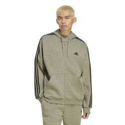 Поларена блуза Adidas 3 Stripes Fleece full zip sweatshirt - Green (Silver Pebble / Black) поларена,блуза,мъжки,пуловери,adidas,3,stripes,fleece,full,zip,sweatshirt,green,(silver,pebble,black)