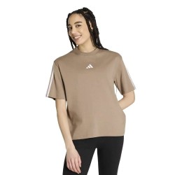 Тениска Adidas Essentials 3 Stripes Boyfriend short sleeve T-shirt - Brown (Khaki Six / White) тениска,мъжки,тениски,дамски,тениски,adidas,essentials,3,stripes,boyfriend,short,sleeve,t,shirt,brown,(khaki,six,white)