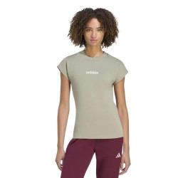 Тениска Adidas Essentials Linear Cotton short sleeve T-shirt - Green (Silver Pebble / White) тениска,мъжки,тениски,дамски,тениски,adidas,essentials,linear,cotton,short,sleeve,t,shirt,green,(silver,pebble,white)