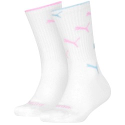 Чорапи Puma Swirl crew socks 2 pairs - White (White / Mauve / Aqua) чорапи,мъжки,чорапи,дамски,чорапи,puma,swirl,crew,socks,2,pairs,white,(white,mauve,aqua)